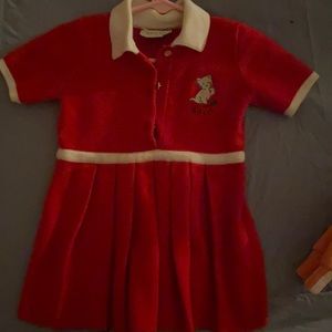 Red and cream Gucci tennis knitted dress for baby girls size 12/18 months